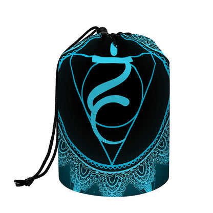 Vishuddha Chakra Symbol Print Drawstring Makeup Bag