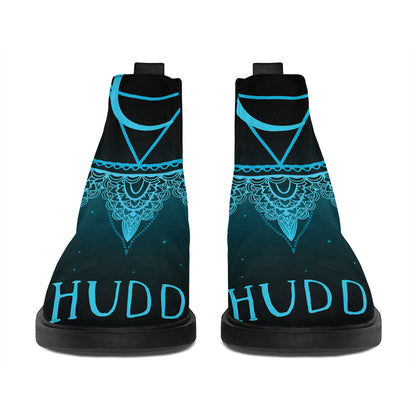Vishuddha Chakra Symbol Print Flat Ankle Boots