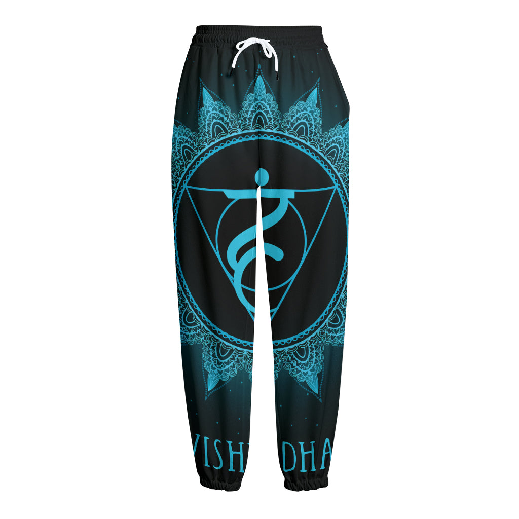 Vishuddha Chakra Symbol Print Fleece Lined Knit Pants