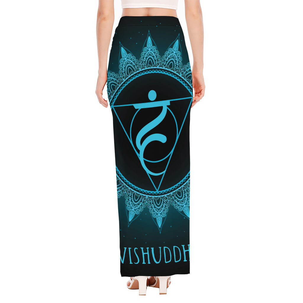Vishuddha Chakra Symbol Print High Slit Maxi Skirt