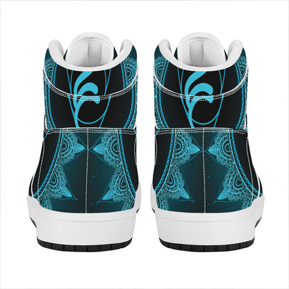 Vishuddha Chakra Symbol Print High Top Leather Sneakers