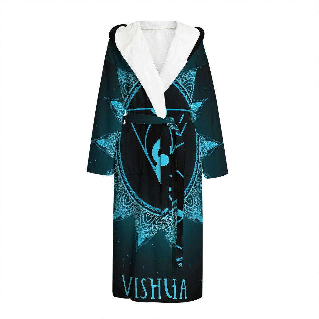 Vishuddha Chakra Symbol Print Hooded Bathrobe