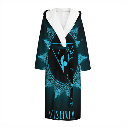 Vishuddha Chakra Symbol Print Hooded Bathrobe