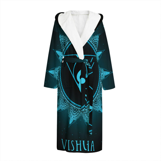 Vishuddha Chakra Symbol Print Hooded Bathrobe