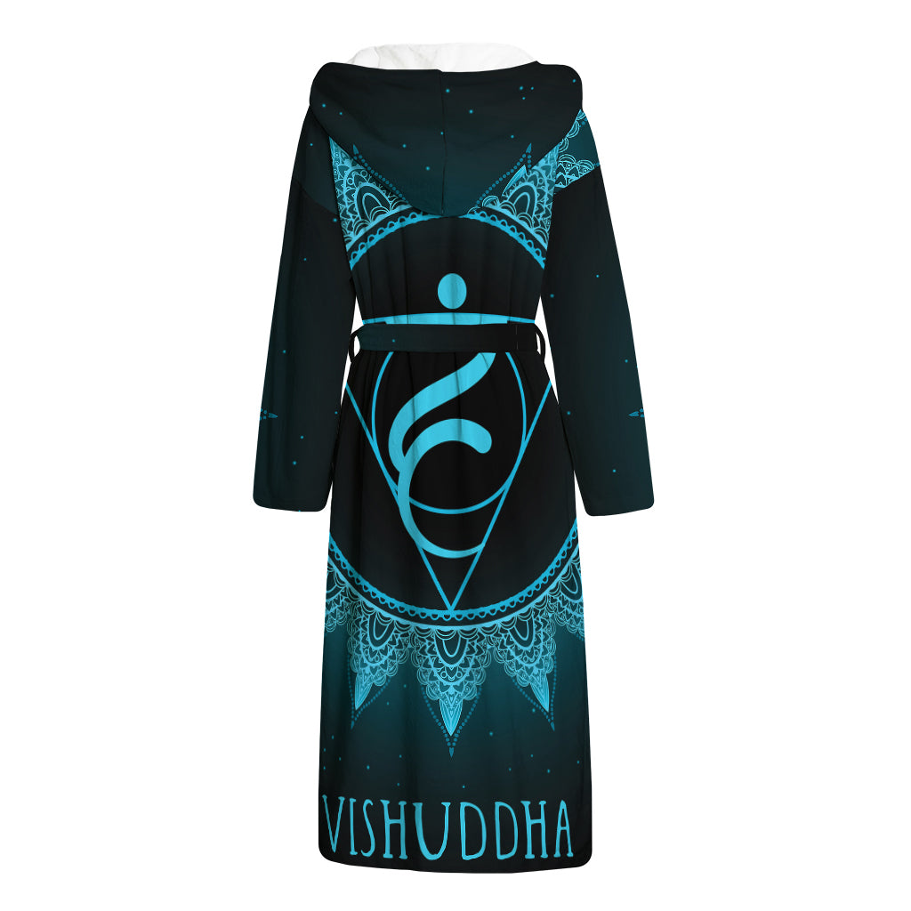 Vishuddha Chakra Symbol Print Hooded Bathrobe