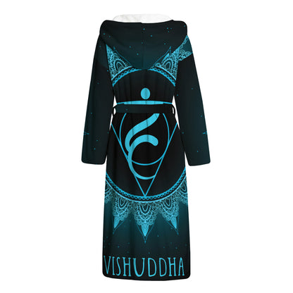 Vishuddha Chakra Symbol Print Hooded Bathrobe
