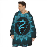 Vishuddha Chakra Symbol Print Hoodie Blanket