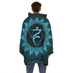 Vishuddha Chakra Symbol Print Hoodie Blanket