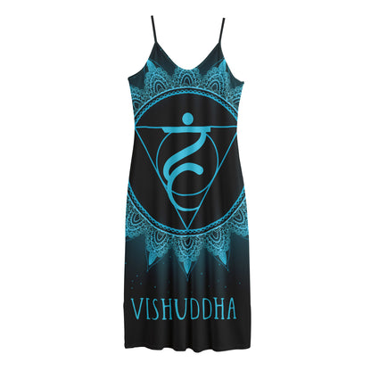 Vishuddha Chakra Symbol Print Jersey Midi Cami Dress