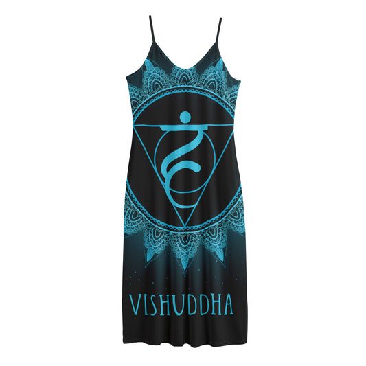 Vishuddha Chakra Symbol Print Jersey Midi Cami Dress