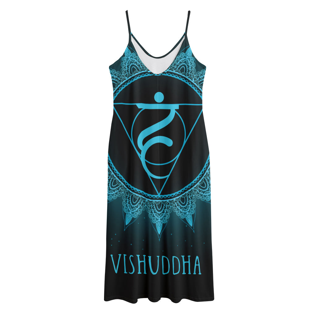 Vishuddha Chakra Symbol Print Jersey Midi Cami Dress