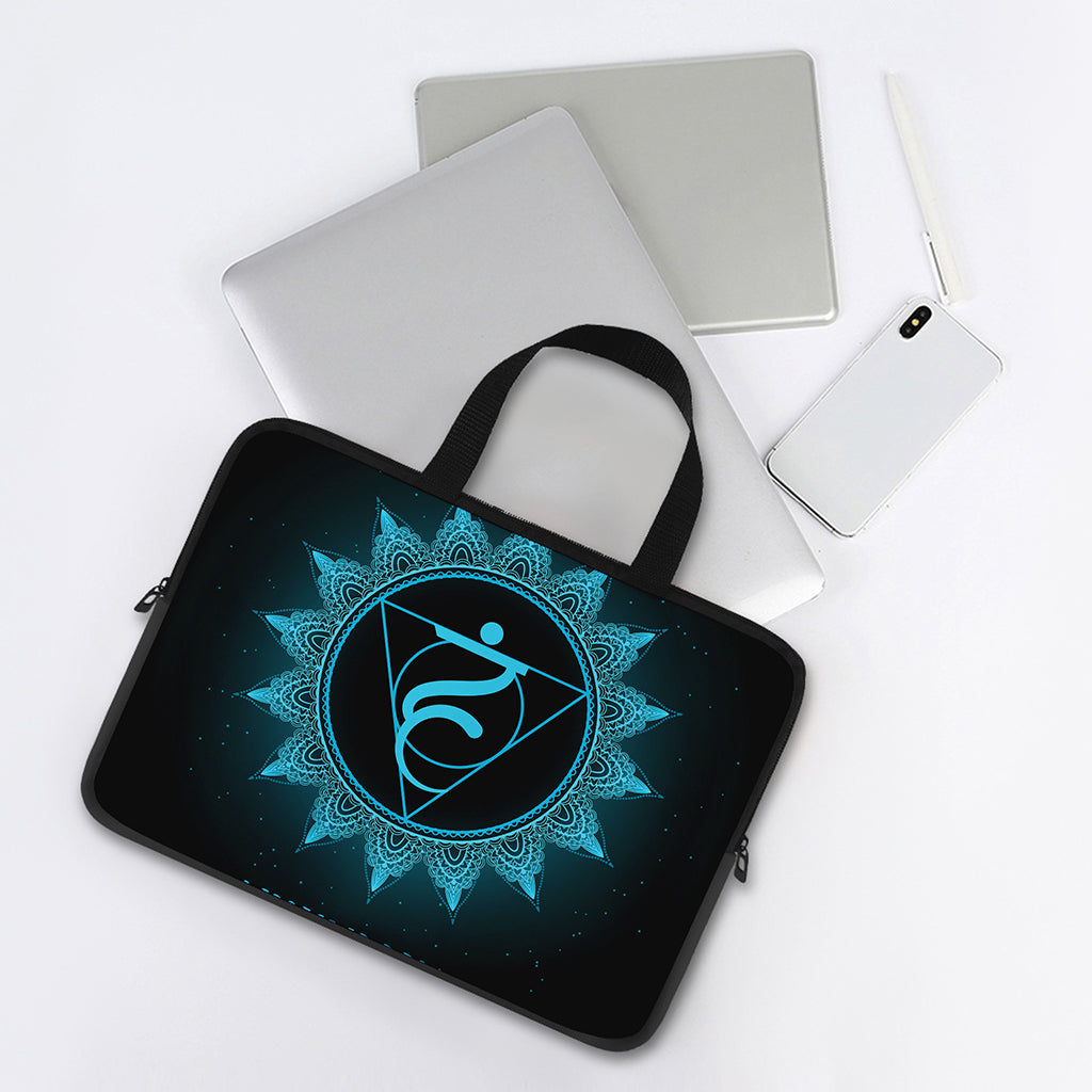 Vishuddha Chakra Symbol Print Laptop Sleeve With Handle