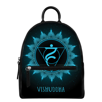 Vishuddha Chakra Symbol Print Leather Backpack