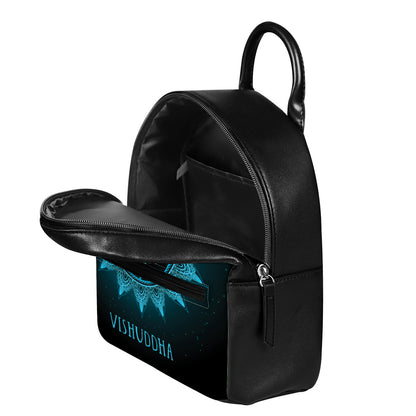 Vishuddha Chakra Symbol Print Leather Backpack