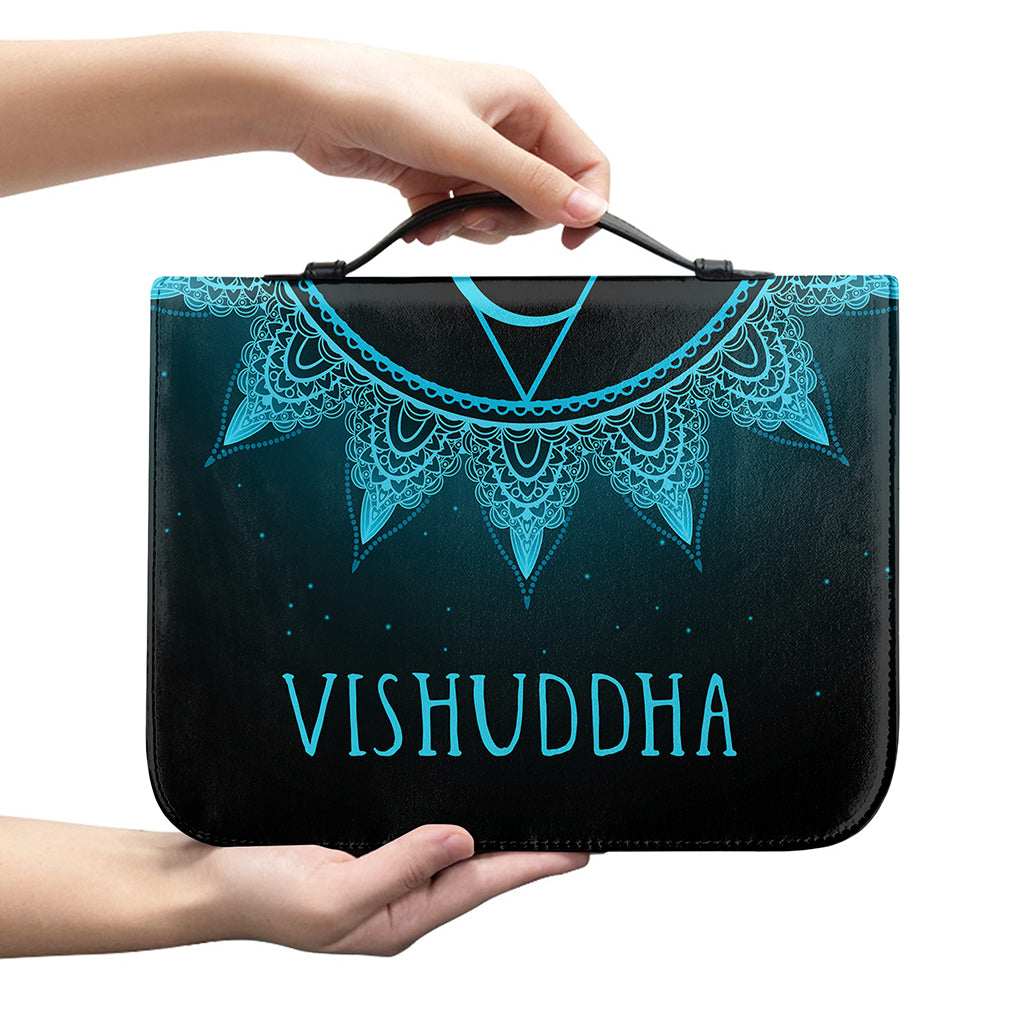 Vishuddha Chakra Symbol Print Leather Bible Cover