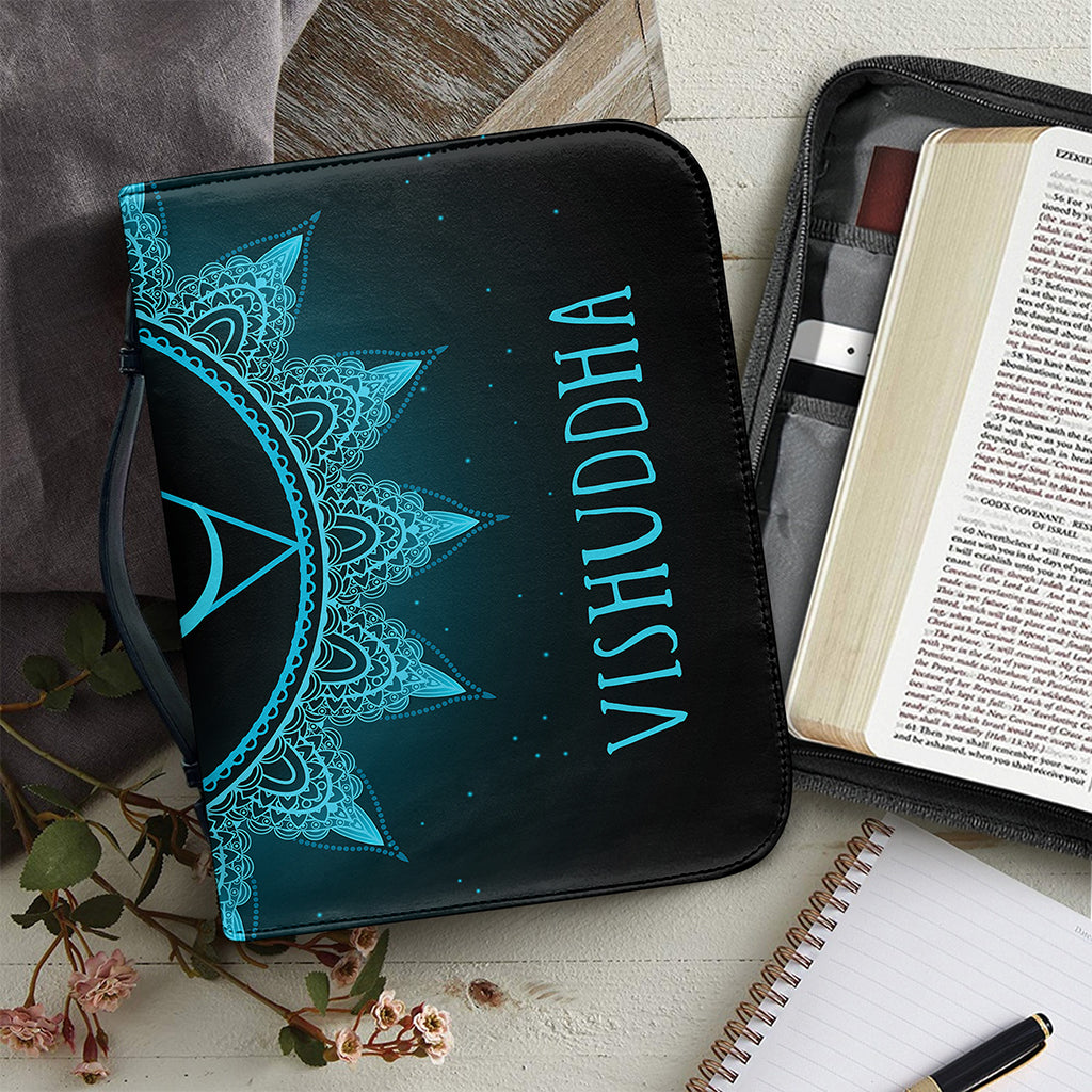 Vishuddha Chakra Symbol Print Leather Bible Cover