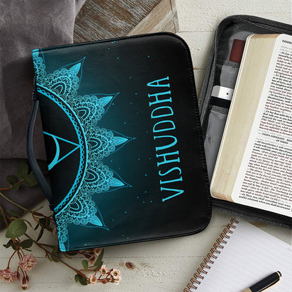Vishuddha Chakra Symbol Print Leather Bible Cover