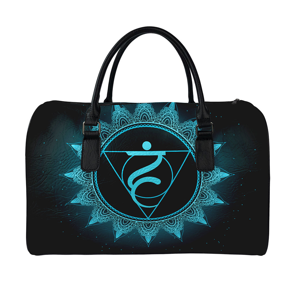 Vishuddha Chakra Symbol Print Leather Duffle Bag