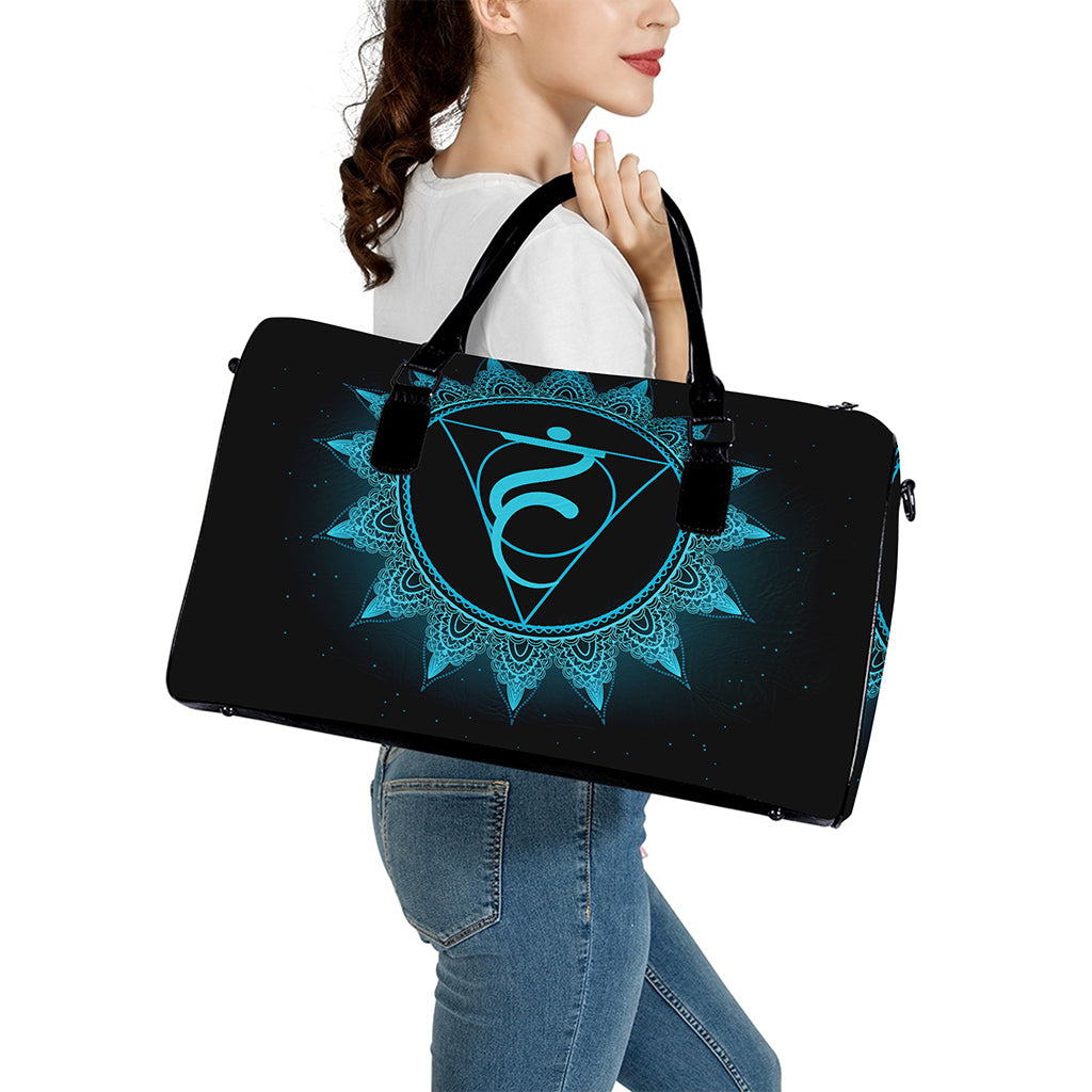 Vishuddha Chakra Symbol Print Leather Duffle Bag