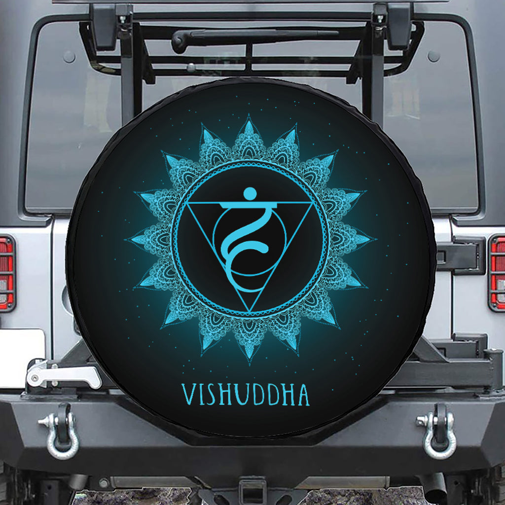 Vishuddha Chakra Symbol Print Leather Spare Tire Cover