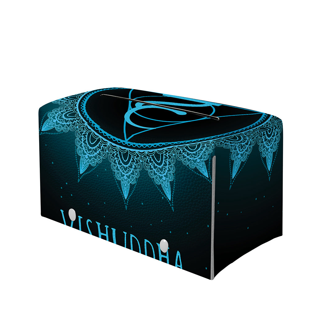 Vishuddha Chakra Symbol Print Leather Tissue Box Cover