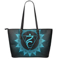 Vishuddha Chakra Symbol Print Leather Tote Bag With Zipper