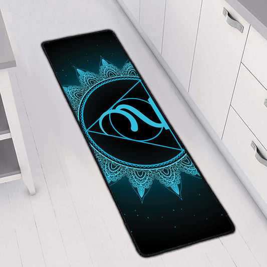 Vishuddha Chakra Symbol Print Long Kitchen Mat