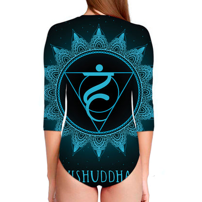 Vishuddha Chakra Symbol Print Long Sleeve Swimsuit