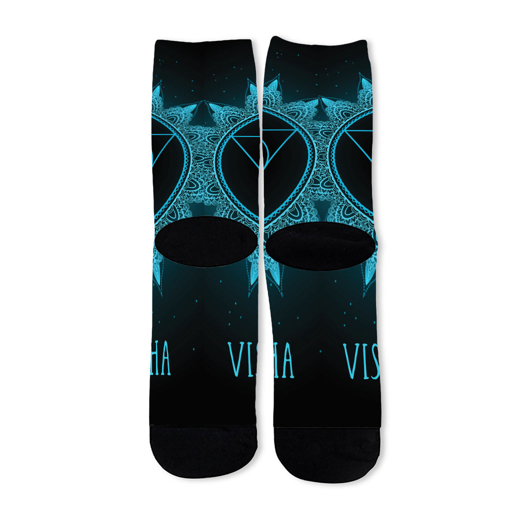 Vishuddha Chakra Symbol Print Long Socks