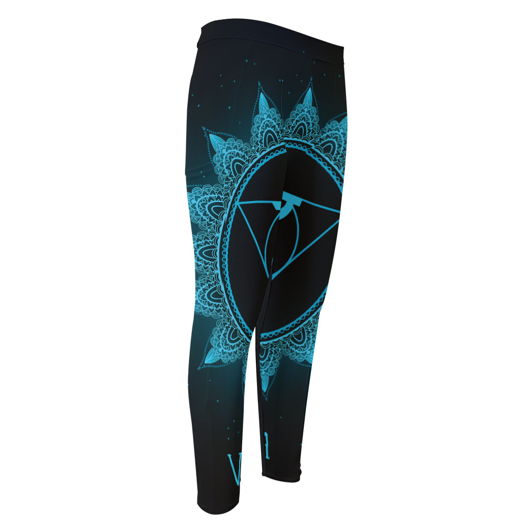 Vishuddha Chakra Symbol Print Men's Compression Pants