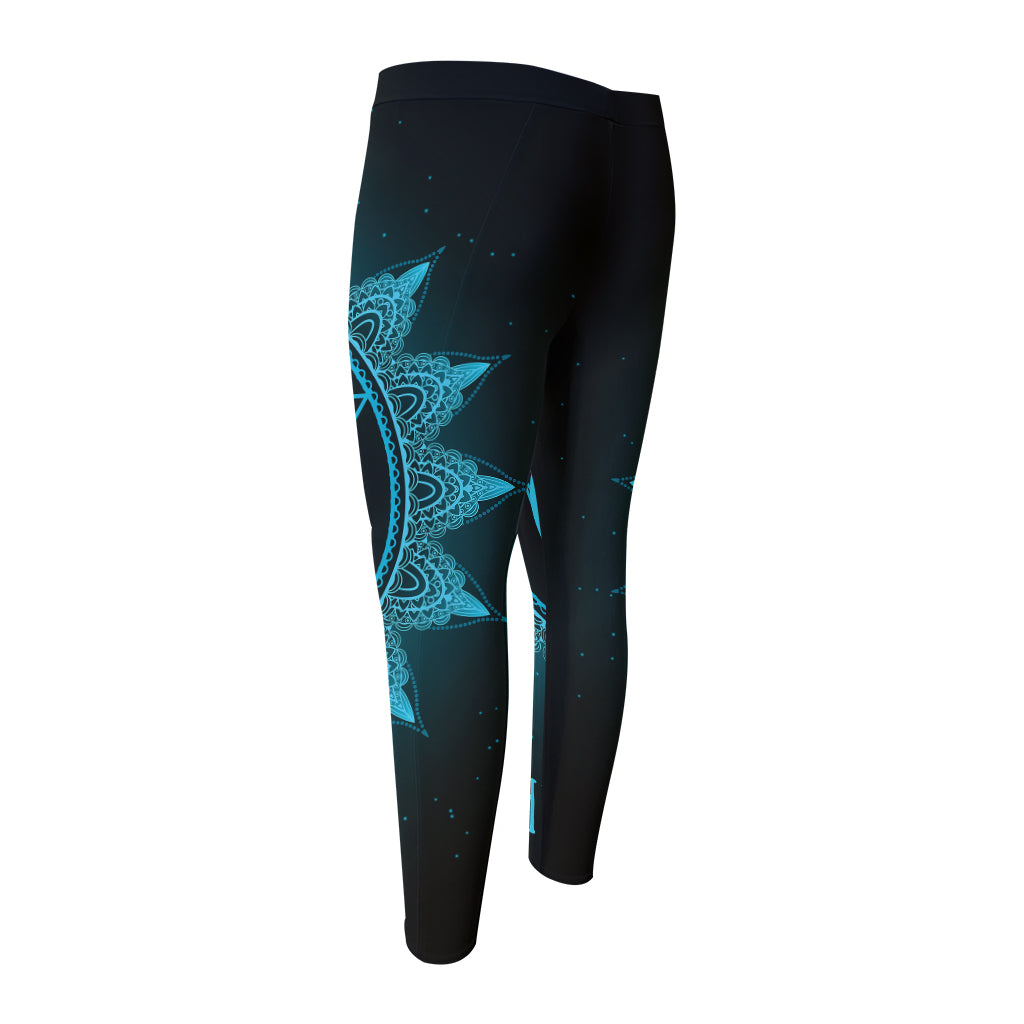 Vishuddha Chakra Symbol Print Men's Compression Pants