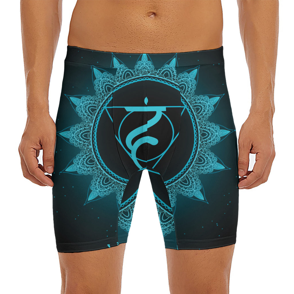Vishuddha Chakra Symbol Print Men's Long Boxer Briefs