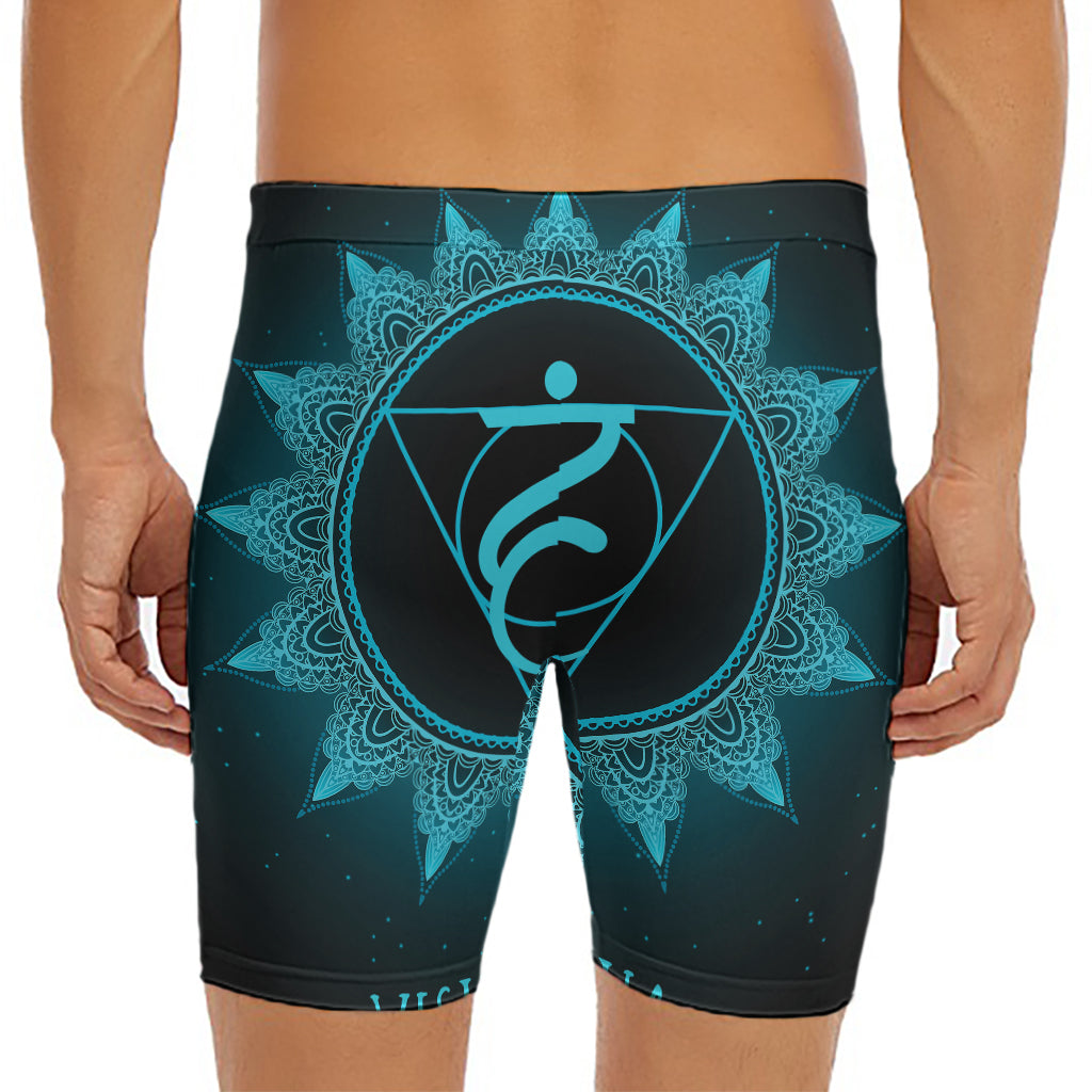 Vishuddha Chakra Symbol Print Men's Long Boxer Briefs