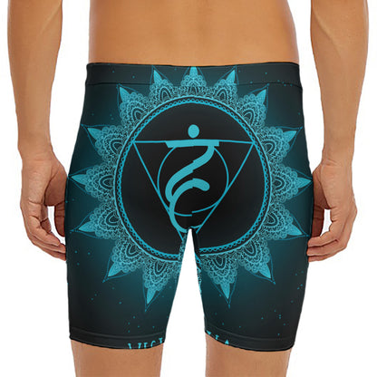 Vishuddha Chakra Symbol Print Men's Long Boxer Briefs