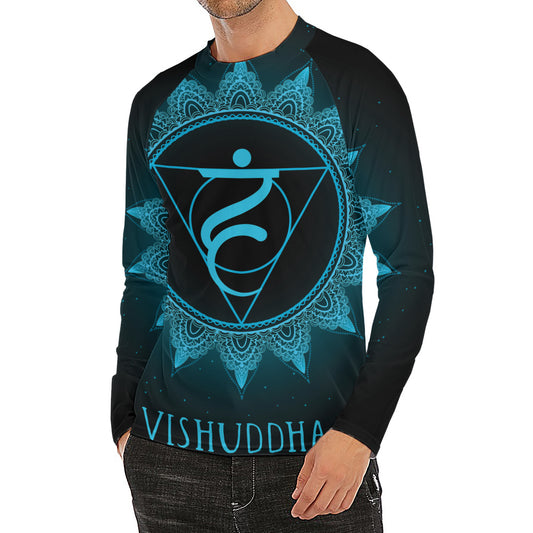 Vishuddha Chakra Symbol Print Men's Long Sleeve Rash Guard