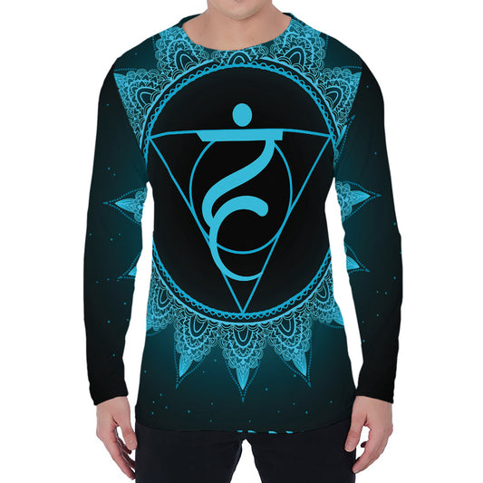 Vishuddha Chakra Symbol Print Men's Long Sleeve T-Shirt