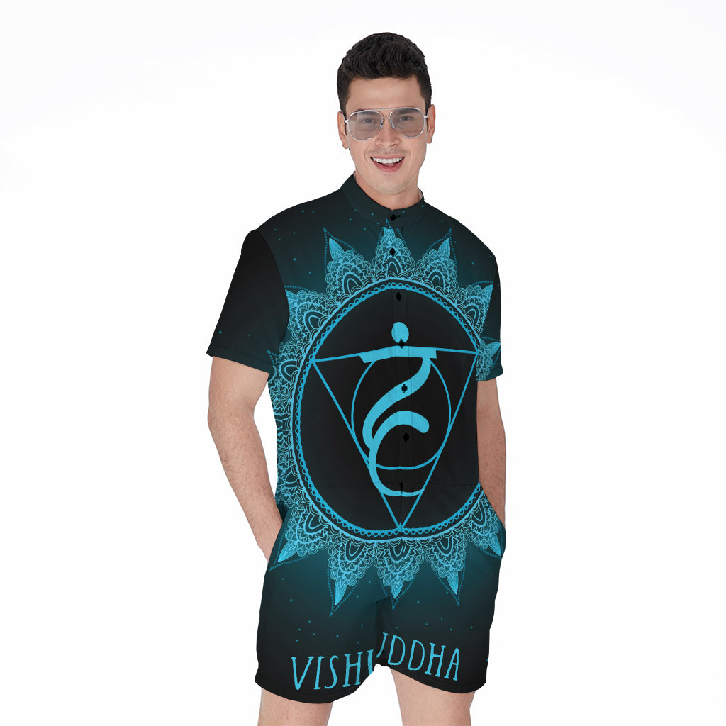 Vishuddha Chakra Symbol Print Men's Rompers