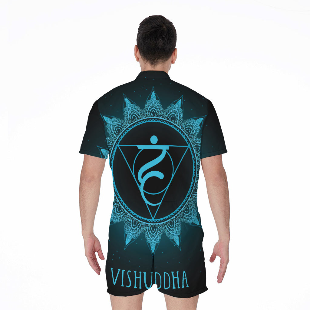 Vishuddha Chakra Symbol Print Men's Rompers