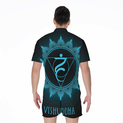 Vishuddha Chakra Symbol Print Men's Rompers