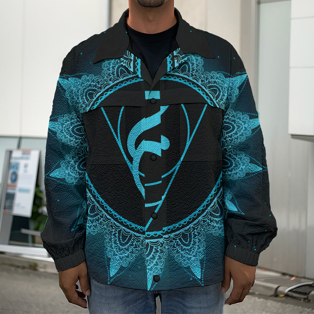 Vishuddha Chakra Symbol Print Men's Shirt Jacket