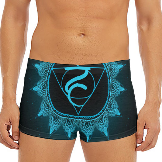 Vishuddha Chakra Symbol Print Men's Short Boxer Briefs