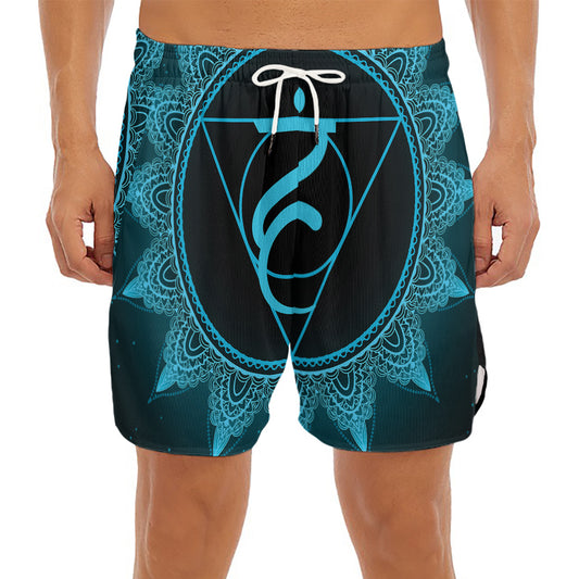 Vishuddha Chakra Symbol Print Men's Split Running Shorts