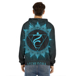 Vishuddha Chakra Symbol Print Men's Velvet Pullover Hoodie