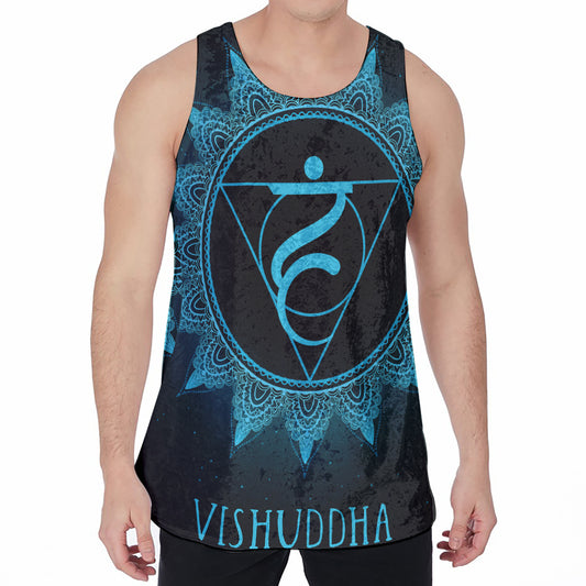 Vishuddha Chakra Symbol Print Men's Velvet Tank Top