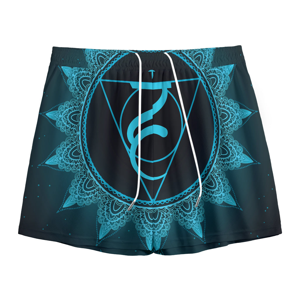 Vishuddha Chakra Symbol Print Mesh Shorts