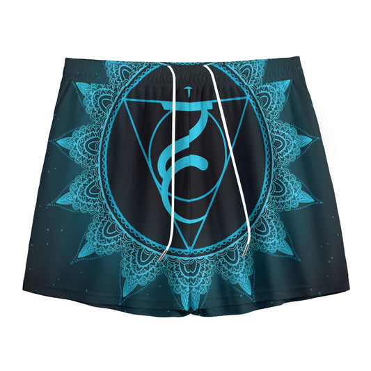 Vishuddha Chakra Symbol Print Mesh Shorts