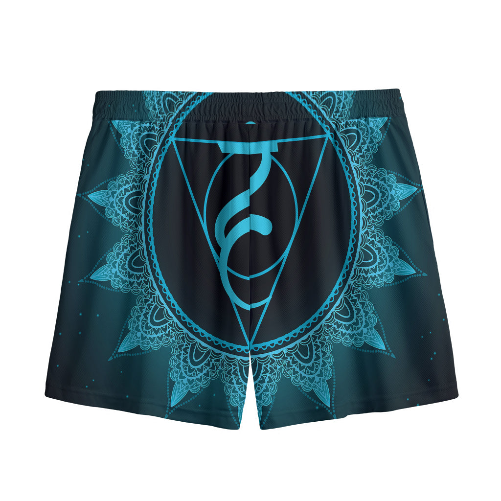 Vishuddha Chakra Symbol Print Mesh Shorts