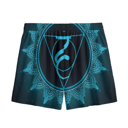 Vishuddha Chakra Symbol Print Mesh Shorts