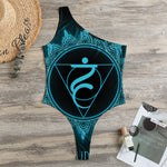 Vishuddha Chakra Symbol Print One Shoulder Bodysuit