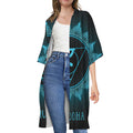Vishuddha Chakra Symbol Print Open Front Beach Cover Up